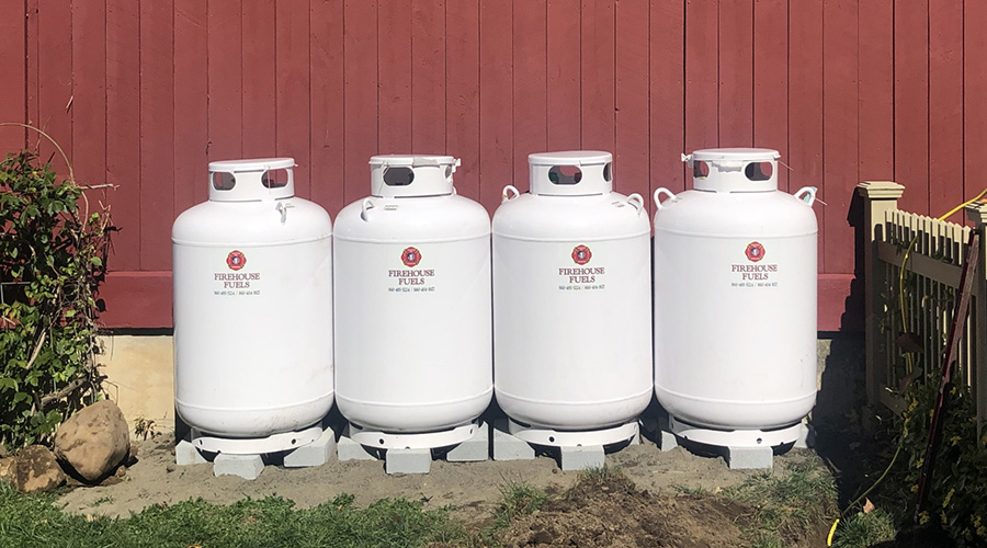 Four propane tanks installed by Firehouse Fuels